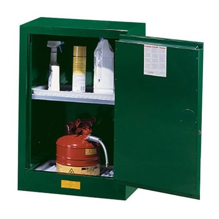 Justrite 12 gal, 1 Shelves, 18-Gauge Steel, 23.25 in W x 35 in H x 18 in D, Green JT891204